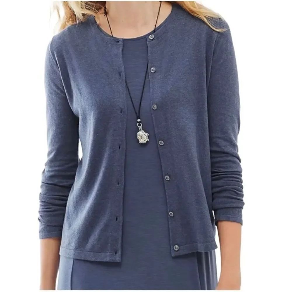 J.Jill lightweight Courtney Cardigan, Blue Ridge, bamboo size extra small